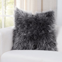 Gray faux fur cheap throw pillow